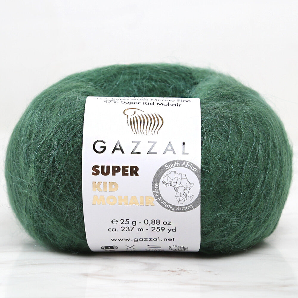 Gazzal Super Kid Mohair Yeşil 25 Gr El Örgü İpi - 64428